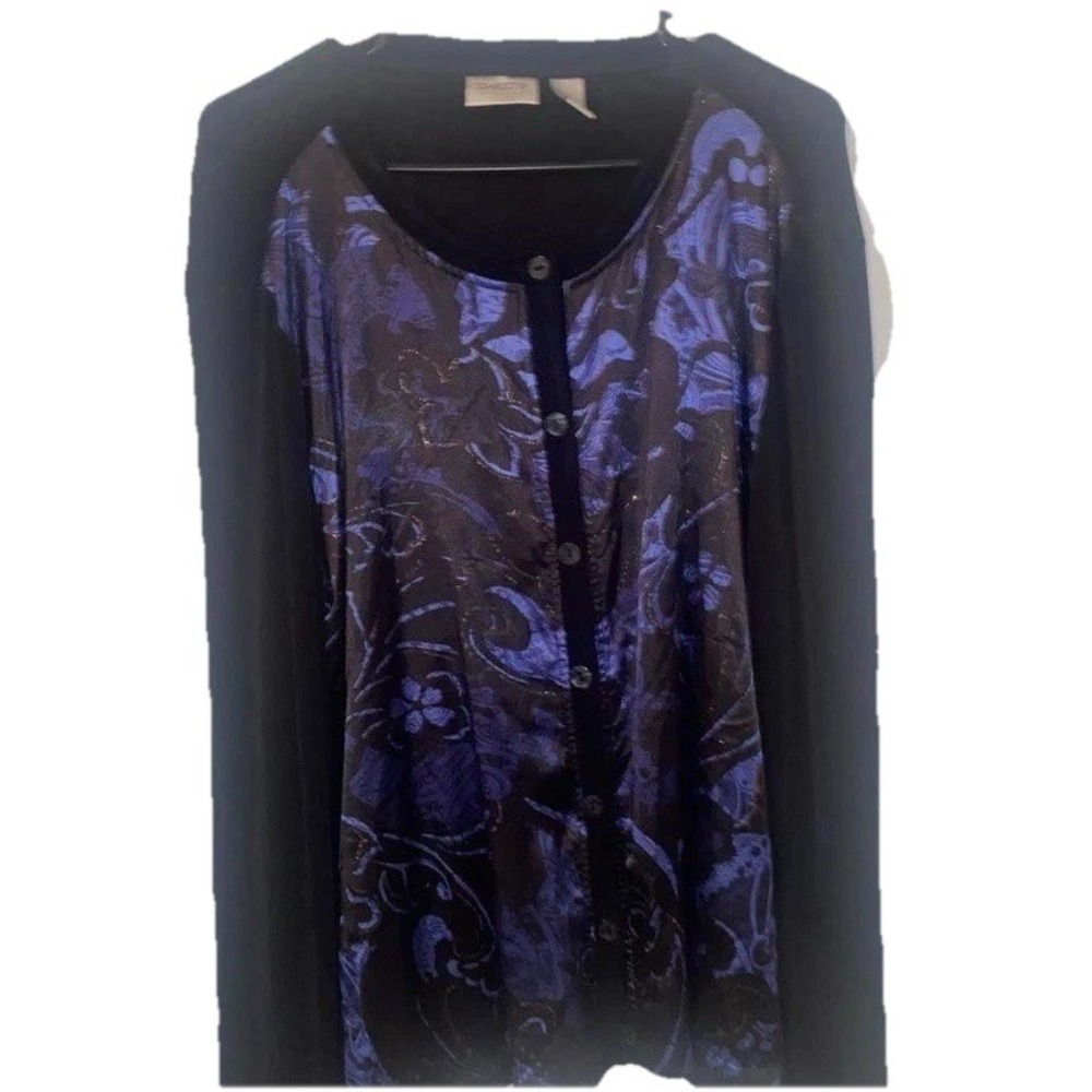 Chicos Travelers Button Down Size 2 - Office Professional Women's Cardigan